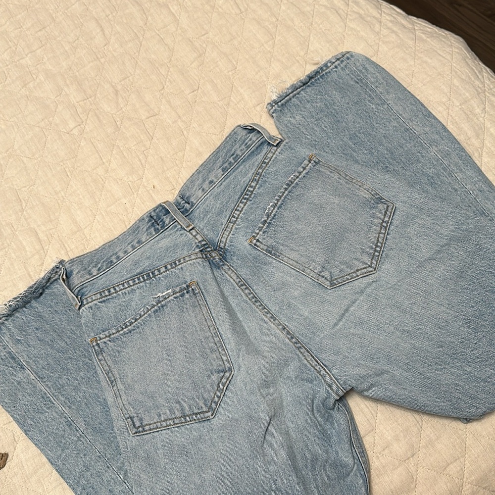 Aritzia Agolde - Riley High Waist Crop Jean - Ripped Blue Size 24 - Shatter Wash - Picture 7 of 9